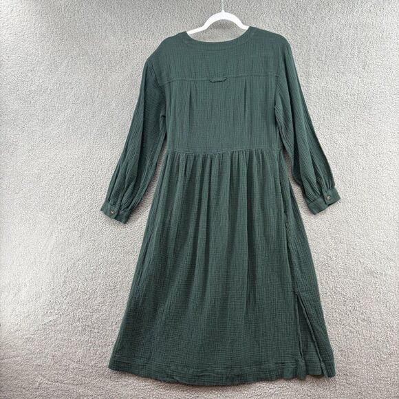 Madewell Lightspun Button Front Midi Dress Forrest Green size 4 - Picture 6 of 13